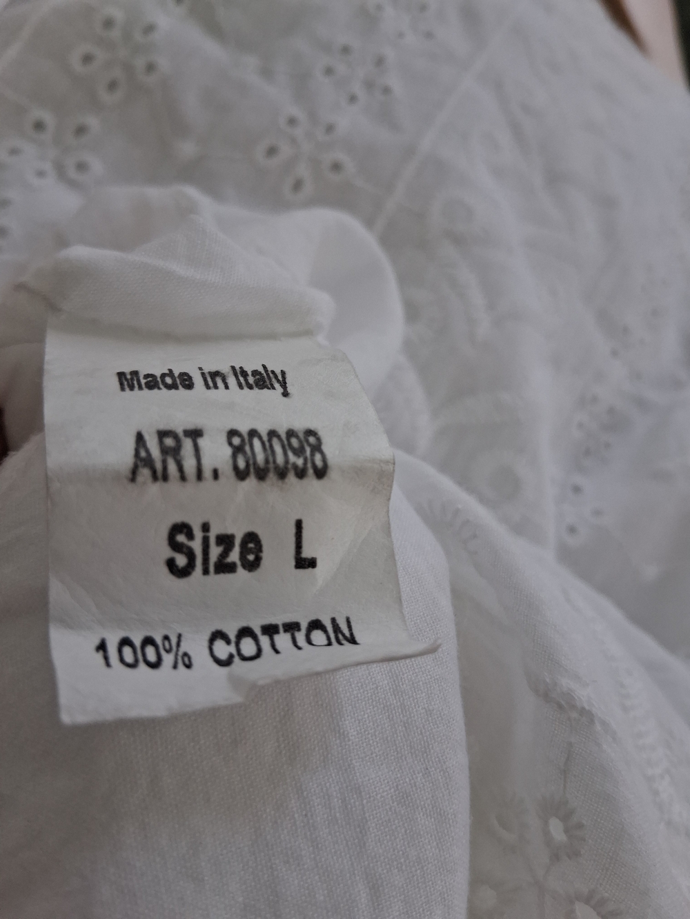 Valentina Naldi White Eyelet Cotton Sleeveless Drop-Waist Dress Size Large - Picture 10 of 12